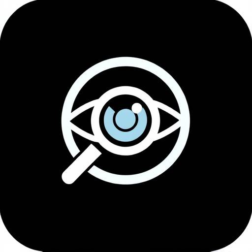 Pictogram van een oog met een vergrootglas, symboliseert focus en duidelijkheid.