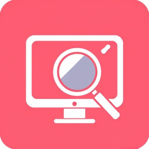 Pictogram van een scherm met een vergrootglas, symboliseert schaalbaarheid en responsiviteit.